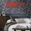 Vliestapete 'CosmoLiving by Cosmopolitan' Knospen dunkelblau 10,05 x 0,53 m