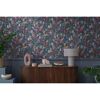 Vliestapete 'CosmoLiving by Cosmopolitan' Knospen dunkelblau 10,05 x 0,53 m