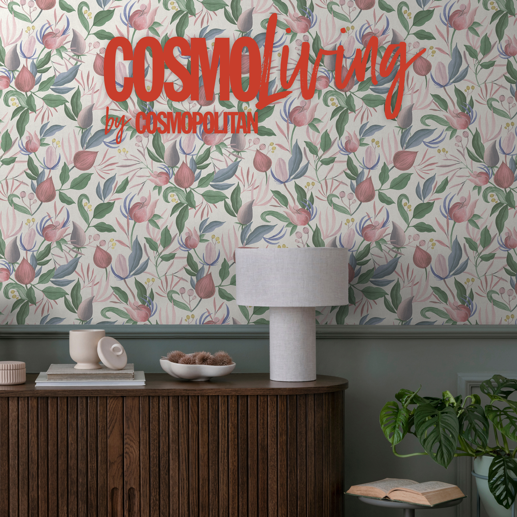 Vliestapete 'CosmoLiving by Cosmopolitan' Knospen rosa 10,05 x 0,53 m