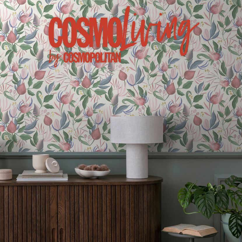 Vliestapete 'CosmoLiving by Cosmopolitan' Knospen rosa 10,05 x 0,53 m