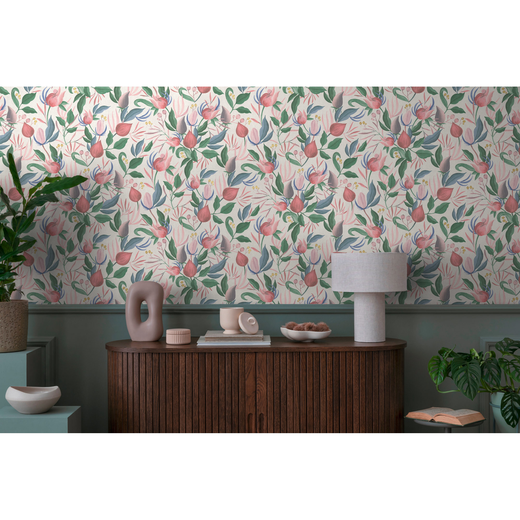 Vliestapete 'CosmoLiving by Cosmopolitan' Knospen rosa 10,05 x 0,53 m