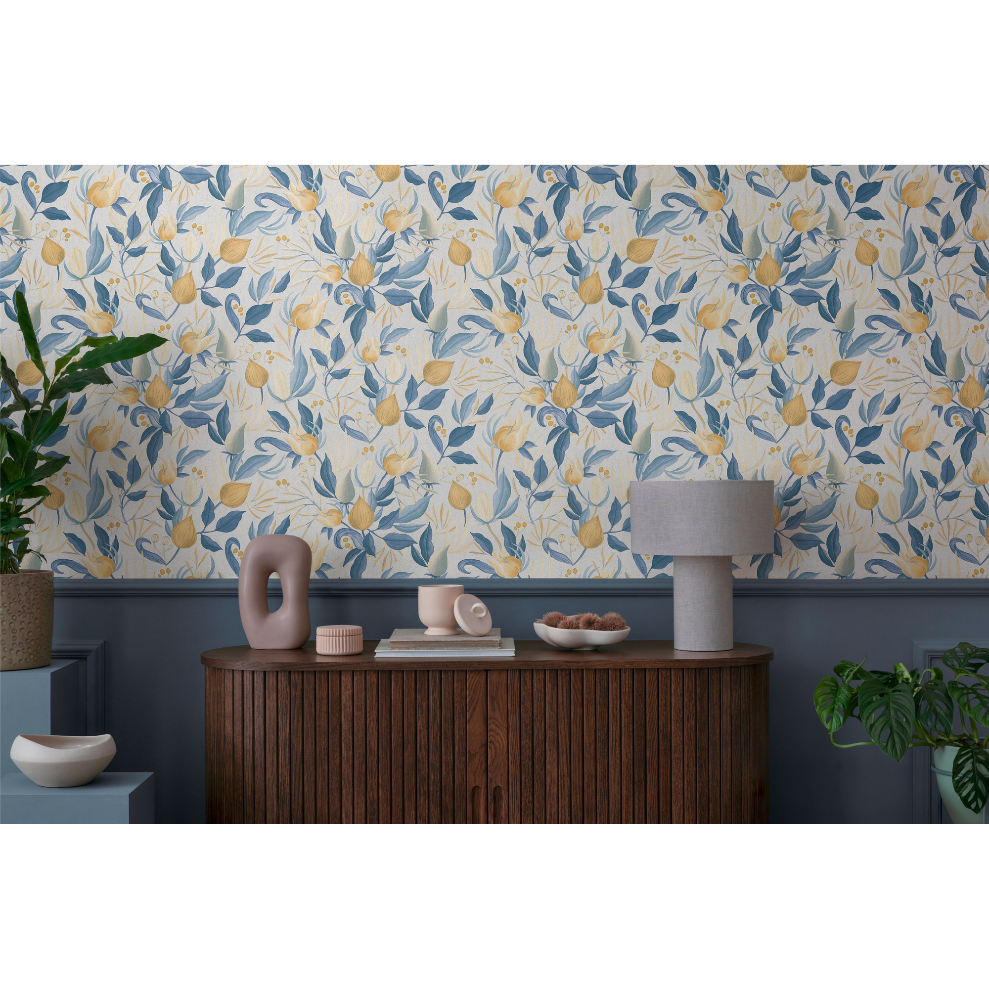 Vliestapete 'CosmoLiving by Cosmopolitan' Knospen weiß 10,05 x 0,53 m