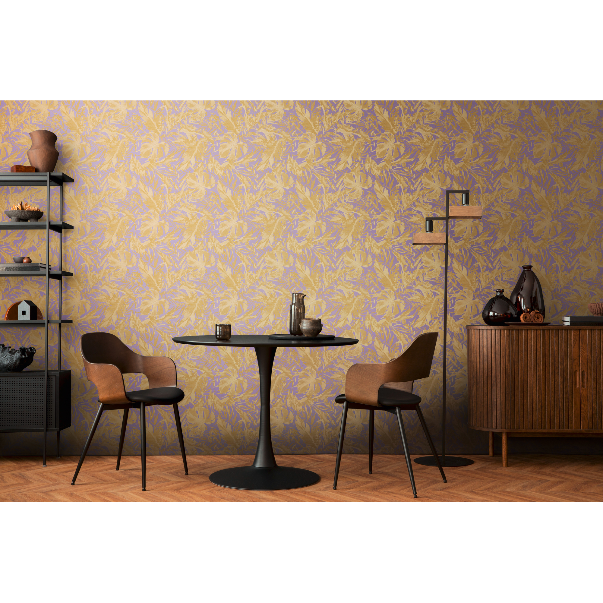 Vliestapete 'CosmoLiving by Cosmopolitan' Dschungelblätter violett 10,05 x 0,53 m