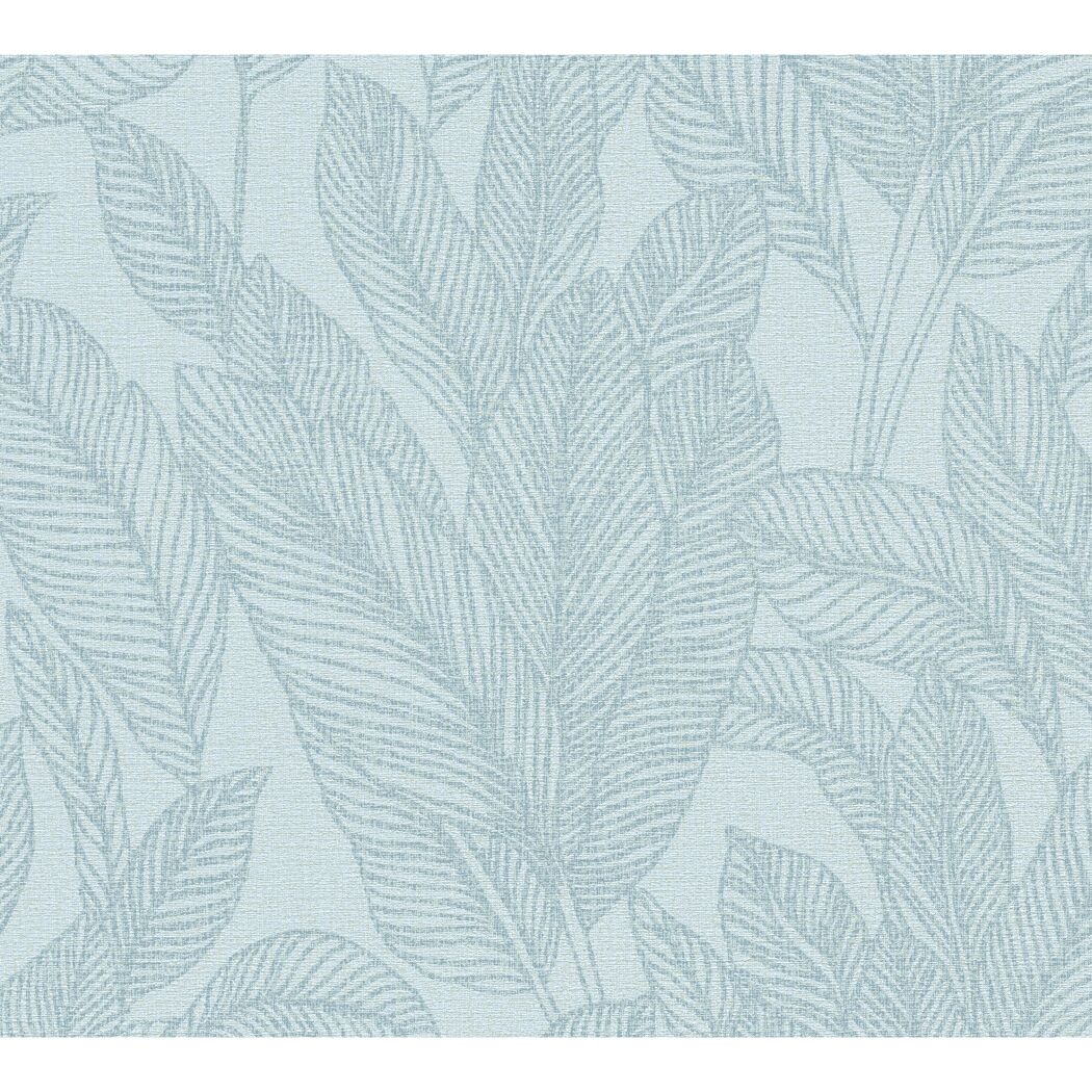 Vliestapete 'CosmoLiving by Cosmopolitan' Blätter hellblau 10,05 x 0,53 m