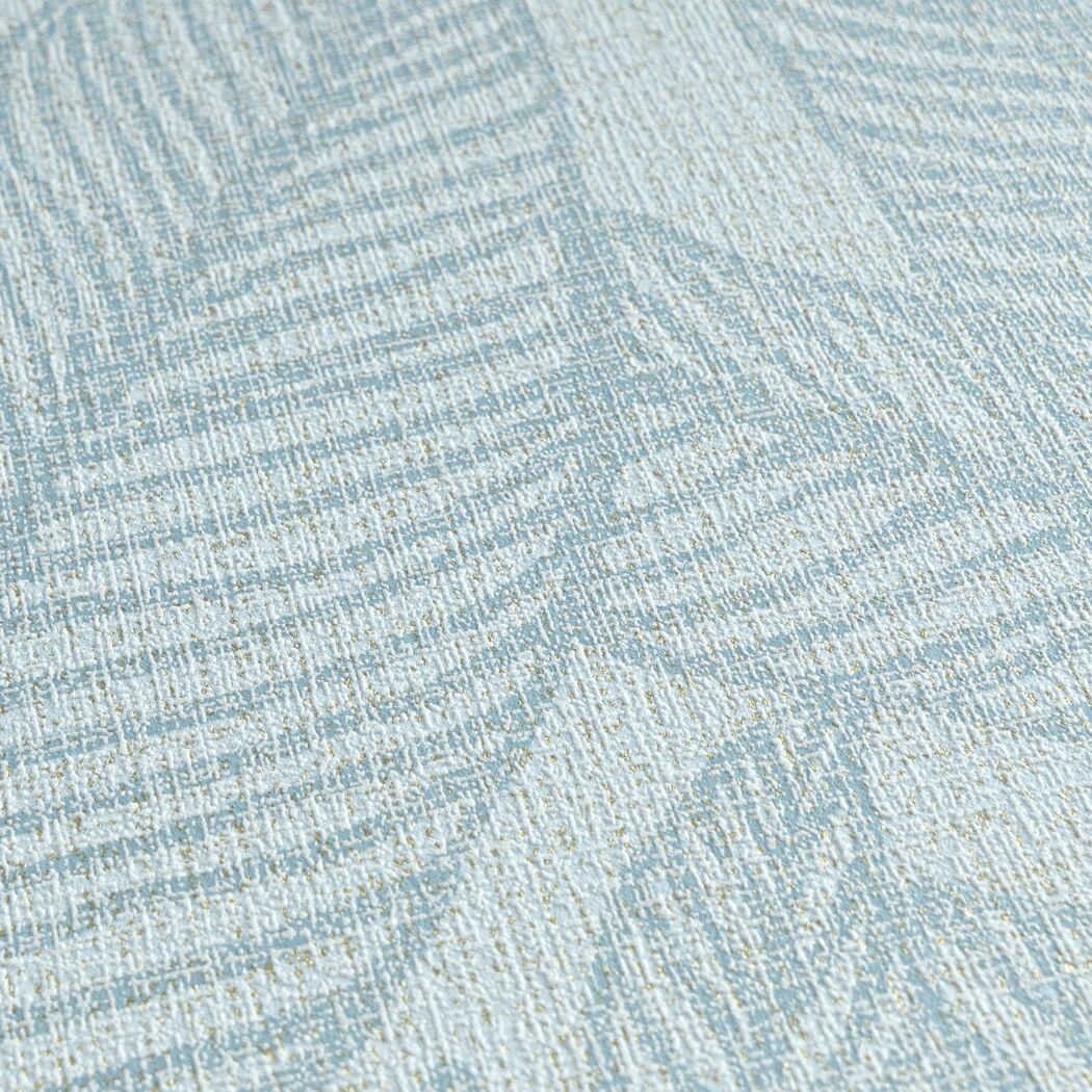 Vliestapete 'CosmoLiving by Cosmopolitan' Blätter hellblau 10,05 x 0,53 m