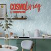 Vliestapete 'CosmoLiving by Cosmopolitan' Blätter hellblau 10,05 x 0,53 m