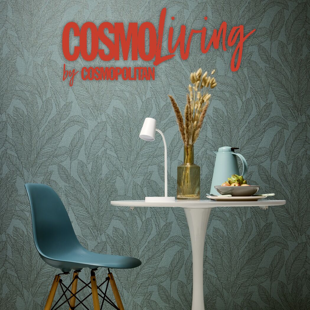 Vliestapete 'CosmoLiving by Cosmopolitan' Blätter petrol 10,05 x 0,53 m