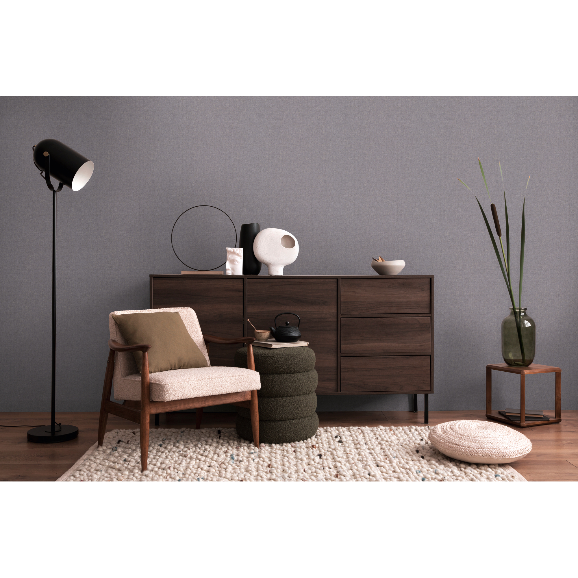 Vliestapete 'CosmoLiving by Cosmopolitan' Textil Uni dunkelgrau 10,05 x 0,53 m