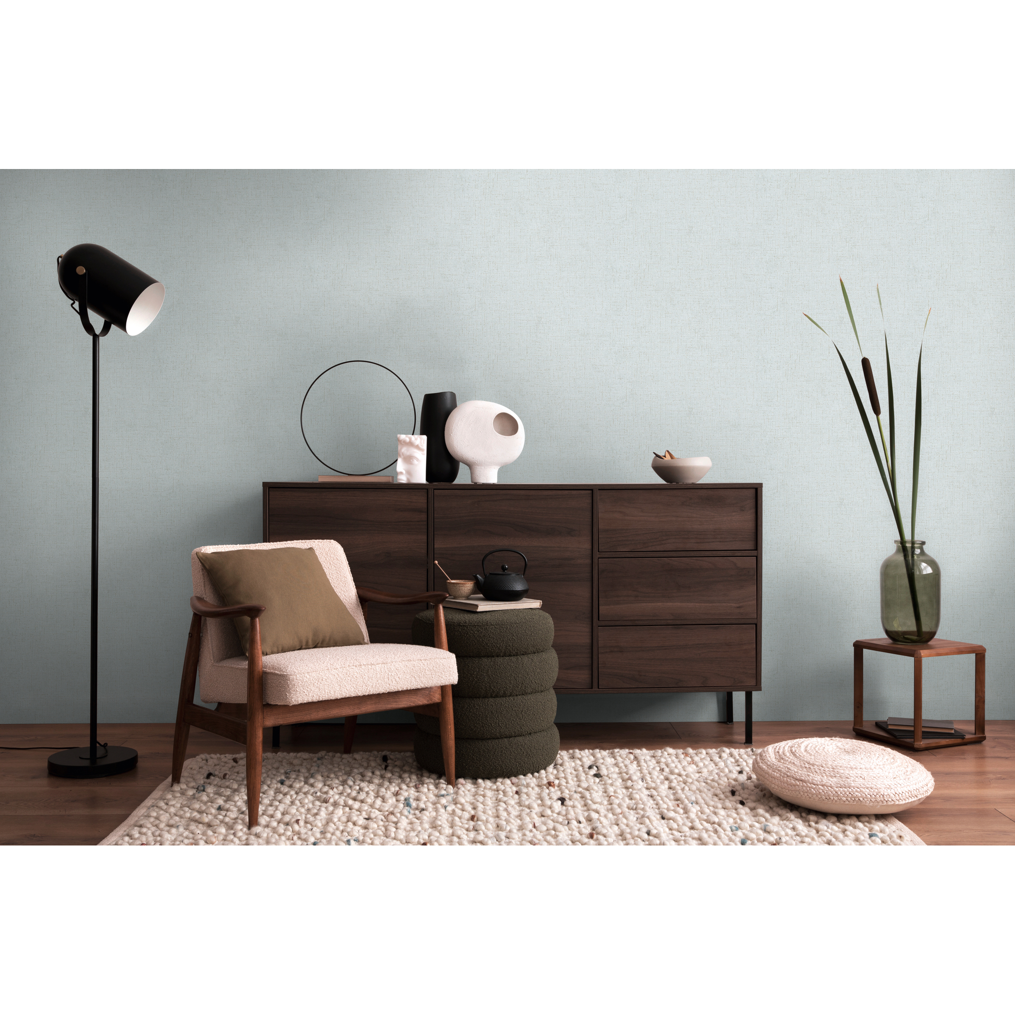 Vliestapete 'CosmoLiving by Cosmopolitan' Punkte Uni hellblau 10,05 x 0,53 m