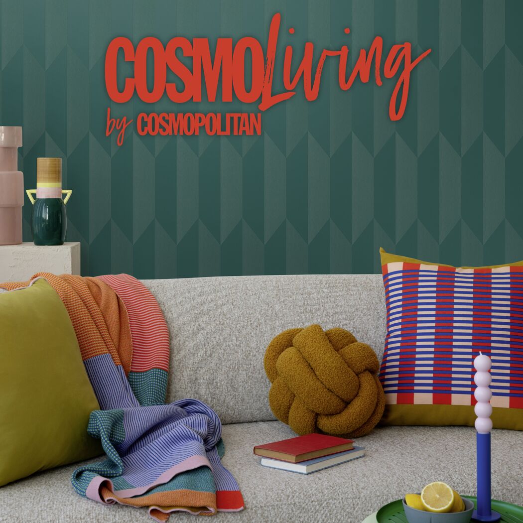 Vliestapete 'CosmoLiving by Cosmopolitan' Grafik Raute petrol 10,05 x 0,53 m