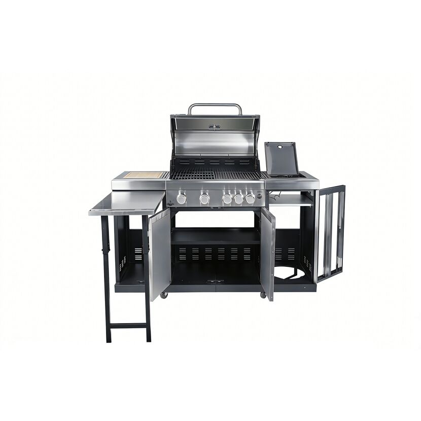 Gasgrill 'Augusta' silbern 4+1 Brenner 17 kW 150,5 x 116,5 x 58 cm