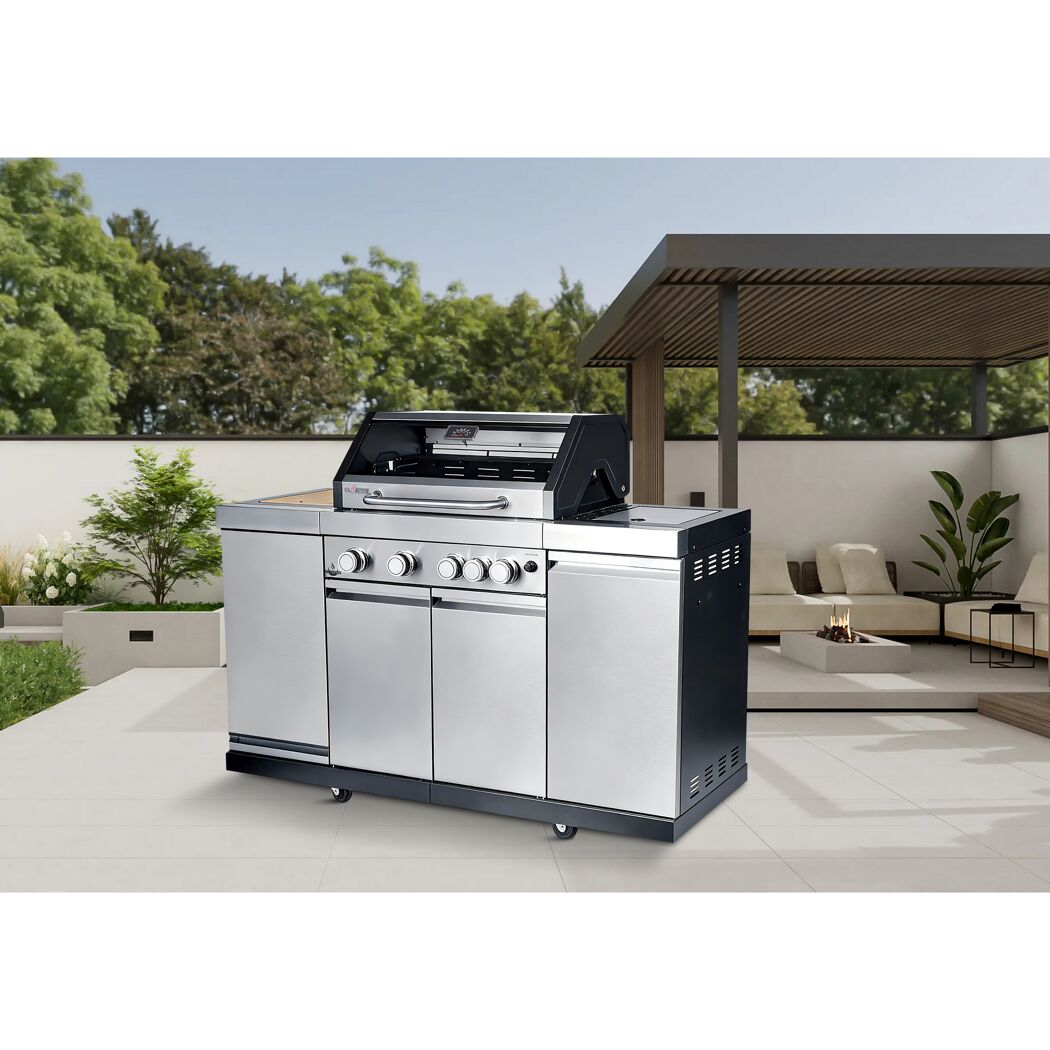 Gasgrill 'Augusta' silbern 4+1 Brenner 17 kW 150,5 x 116,5 x 58 cm