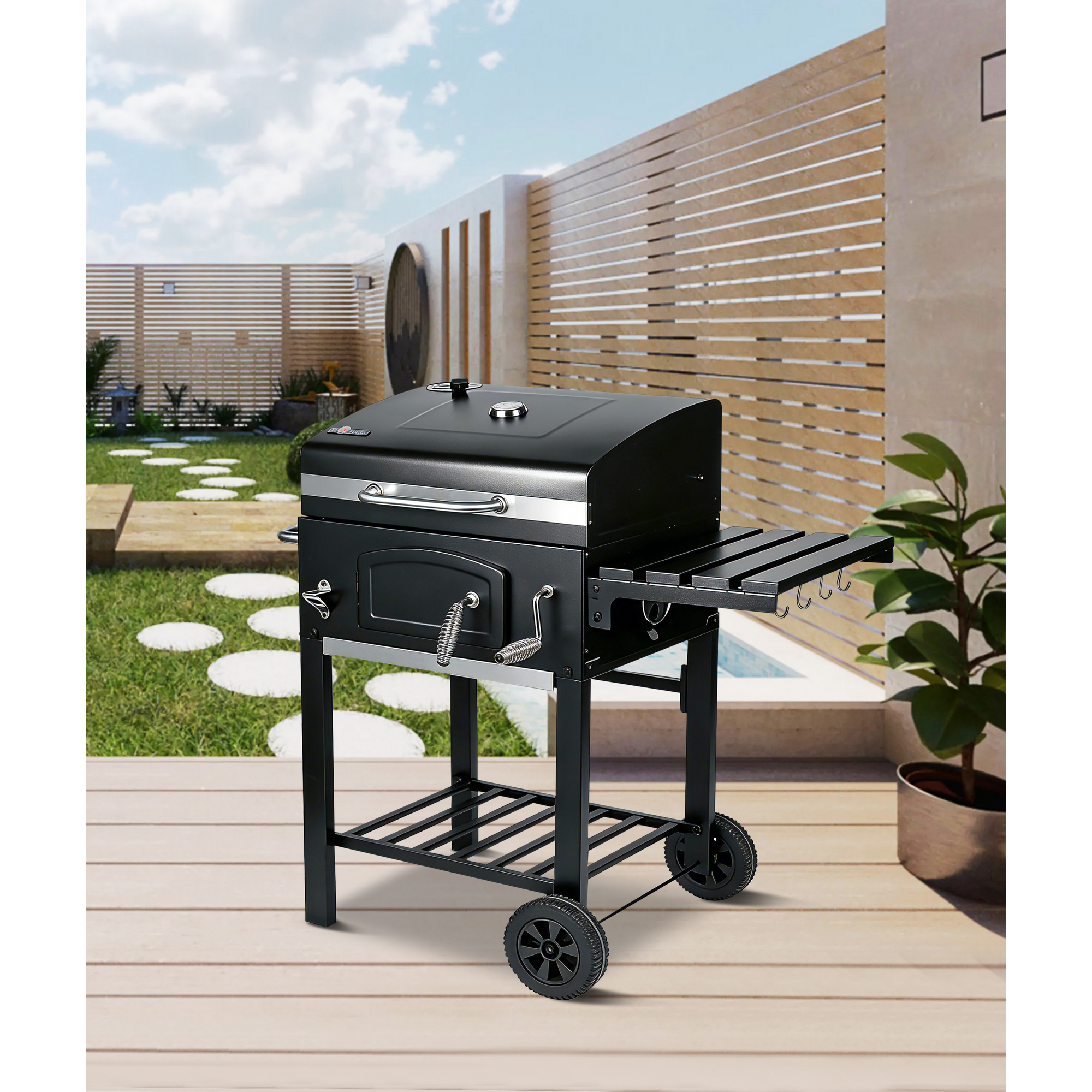 Holzkohlegrill 'Ontario II' schwarz 100 x 105 x 47 cm