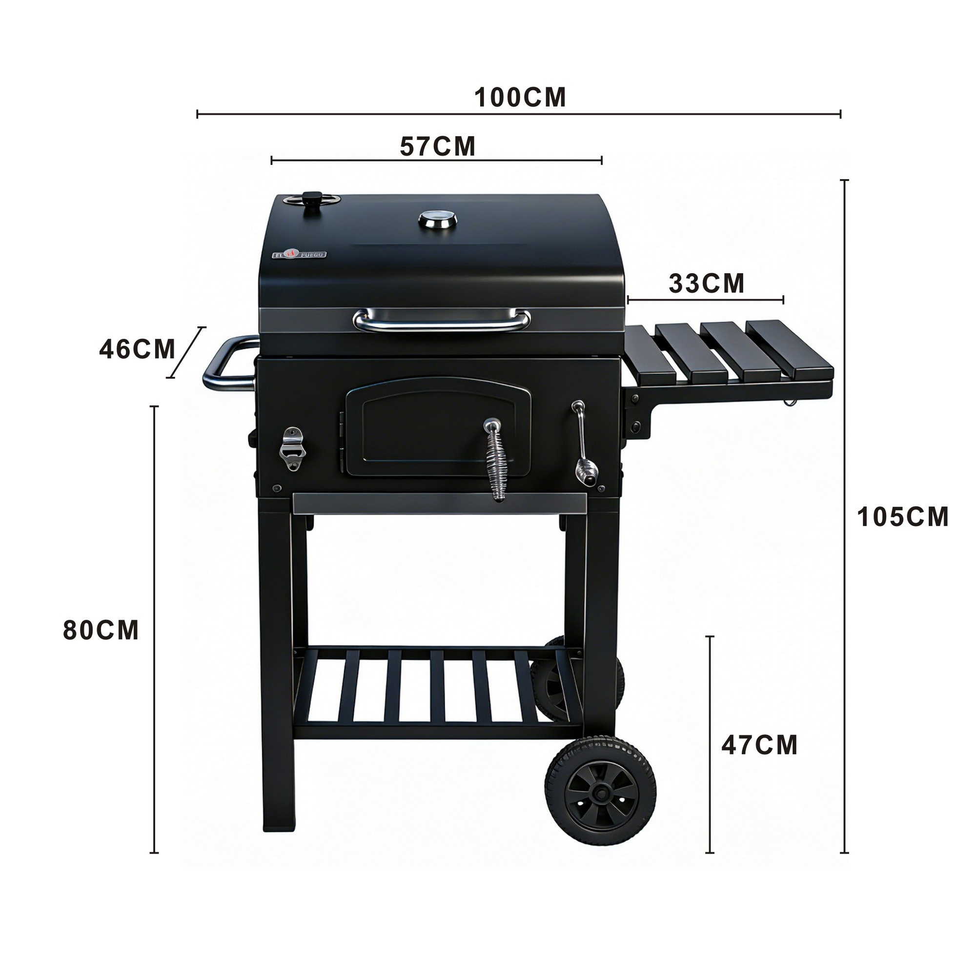 Holzkohlegrill 'Ontario II' schwarz 100 x 105 x 47 cm