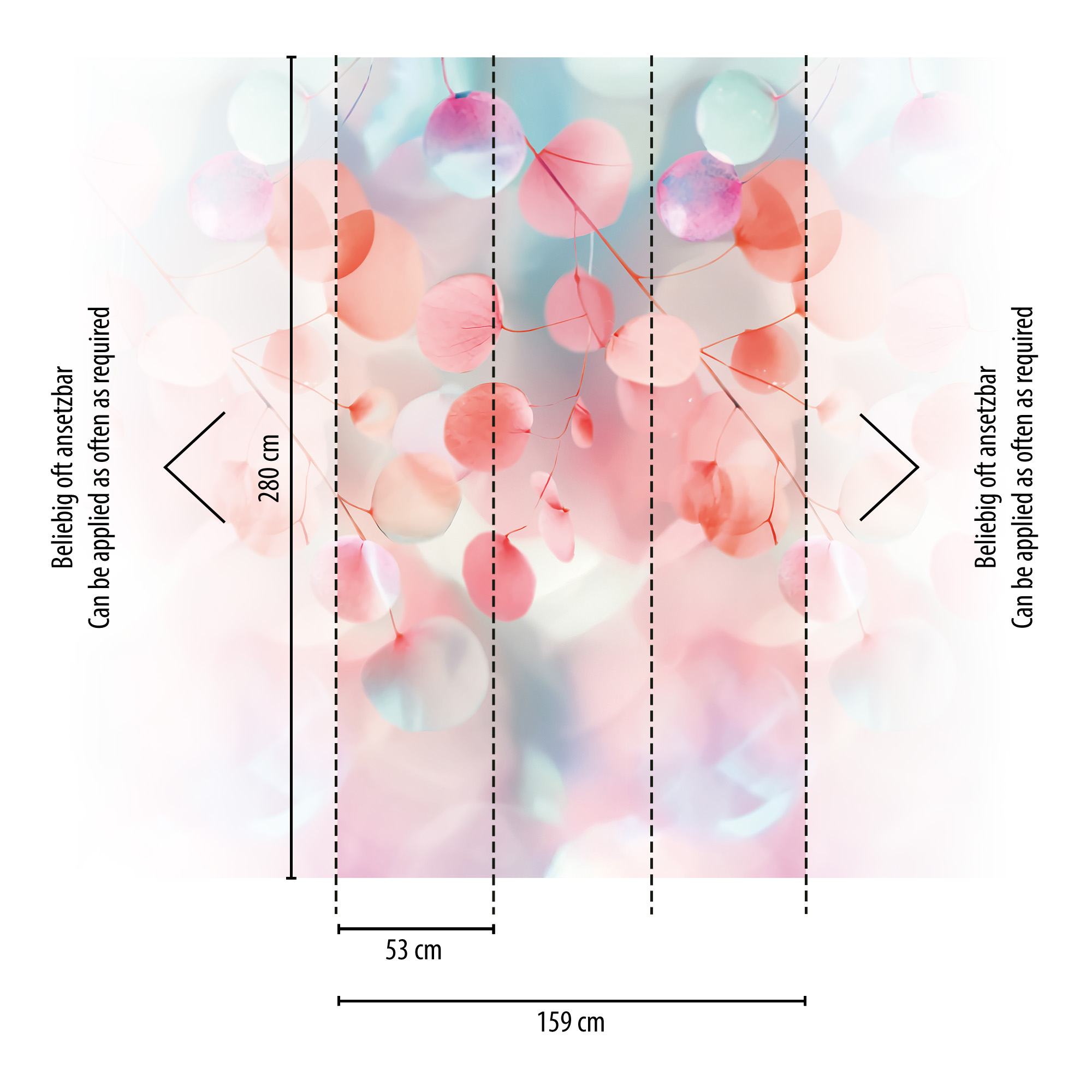 Vliestapete 'CosmoLiving by Cosmopolitan' Fading Flora Blätter rosa 3-teilig 1,59 x 2,8 m