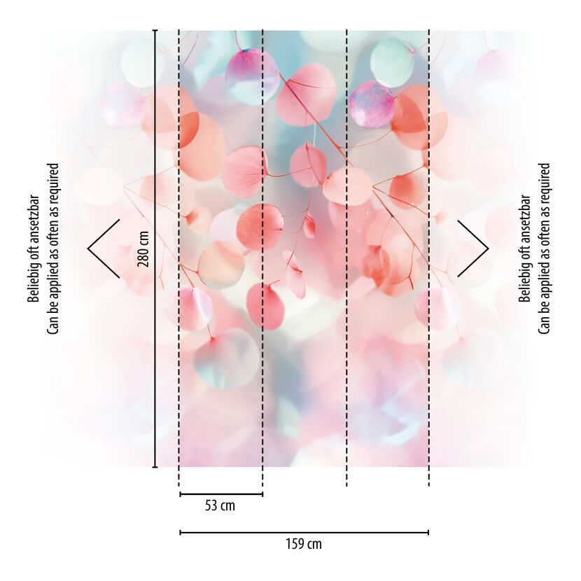 Vliestapete 'CosmoLiving by Cosmopolitan' Fading Flora Blätter rosa 3-teilig 1,59 x 2,8 m