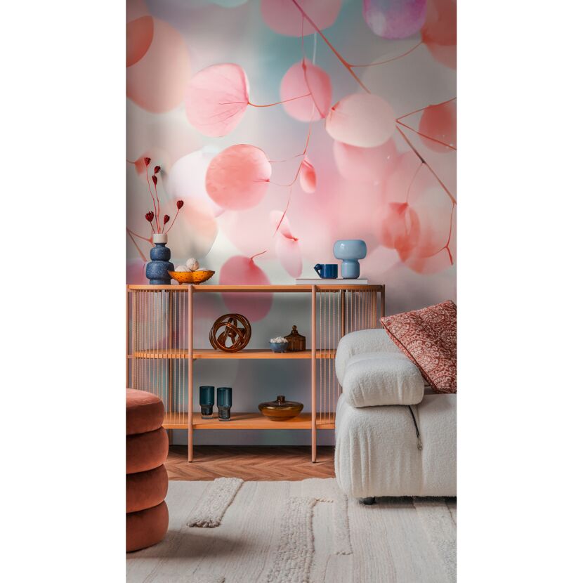 Vliestapete 'CosmoLiving by Cosmopolitan' Fading Flora Blätter rosa 3-teilig 1,59 x 2,8 m