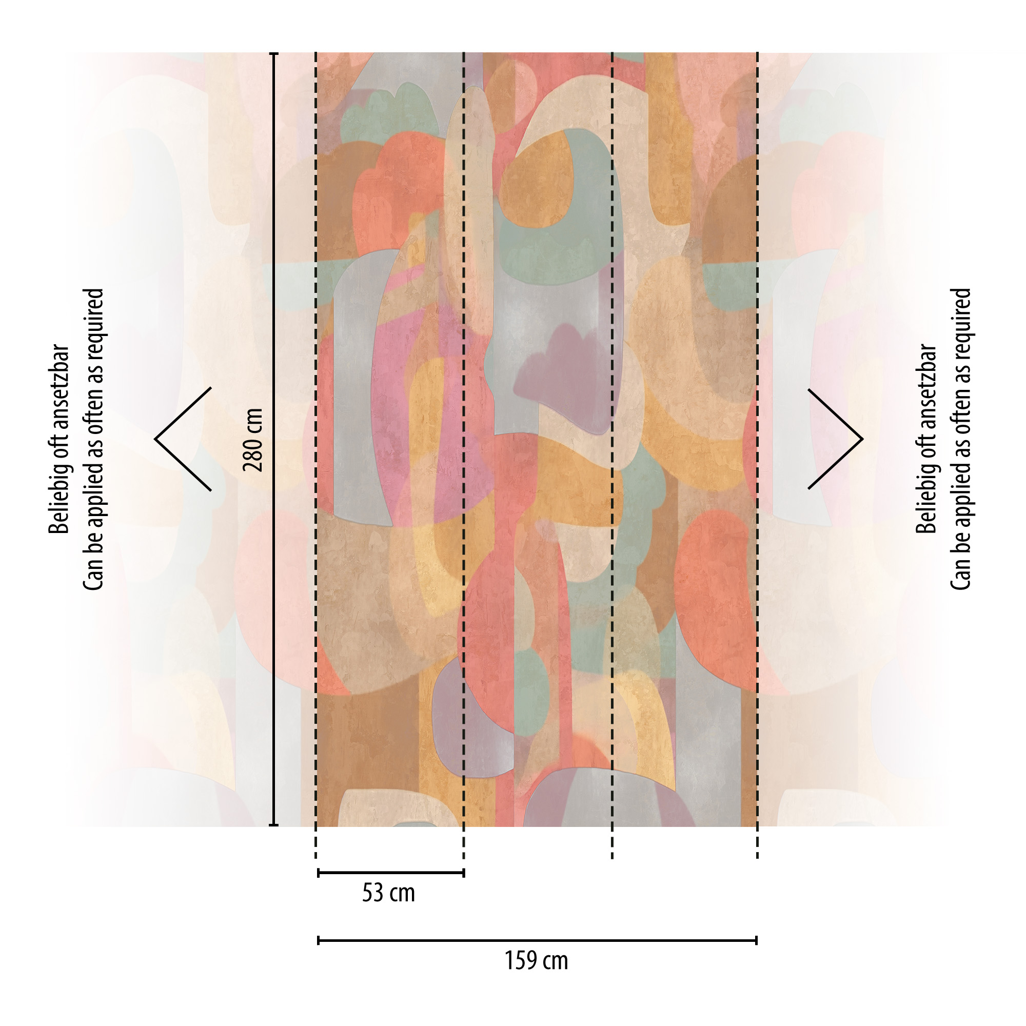Vliestapete 'CosmoLiving by Cosmopolitan' Loretta bunt 3-teilig 1,59 x 2,8 m