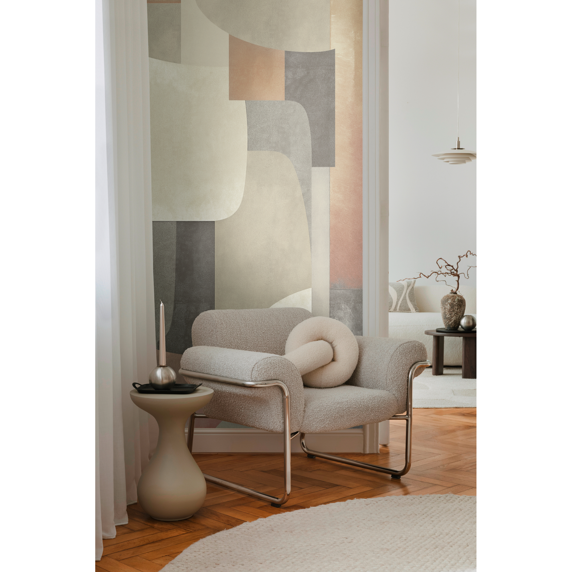 Vliestapete 'CosmoLiving by Cosmopolitan' Gustav Formen beige/grau 3-teilig 1,59 x 2,8 m