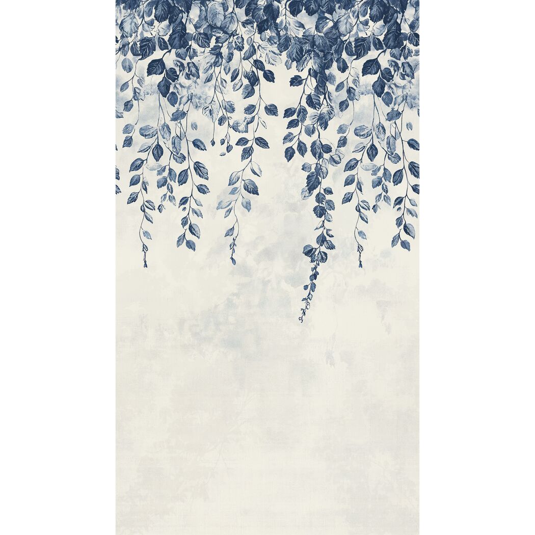 Vliestapete 'CosmoLiving by Cosmopolitan' Hanging Garden Blätter blau/weiß 3-teilig 1,59 x 2,8 m