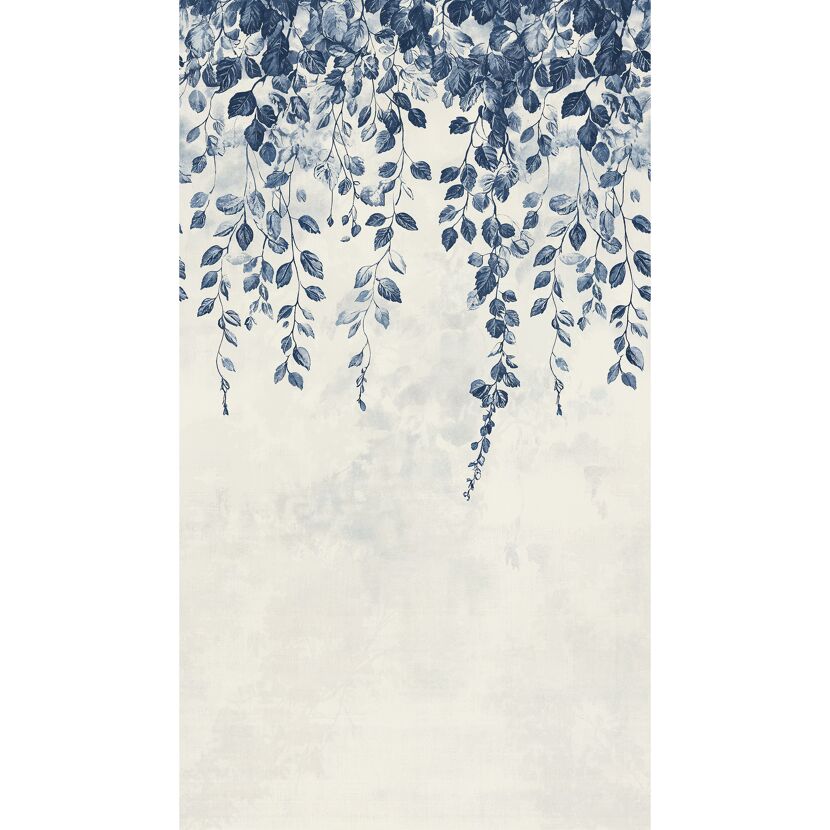 Vliestapete 'CosmoLiving by Cosmopolitan' Hanging Garden Blätter blau/weiß 3-teilig 1,59 x 2,8 m