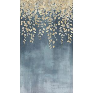 Vliestapete 'CosmoLiving by Cosmopolitan' Gilded Bloom Blätter blau/gold 3-teilig 1,59 x 2,8 m