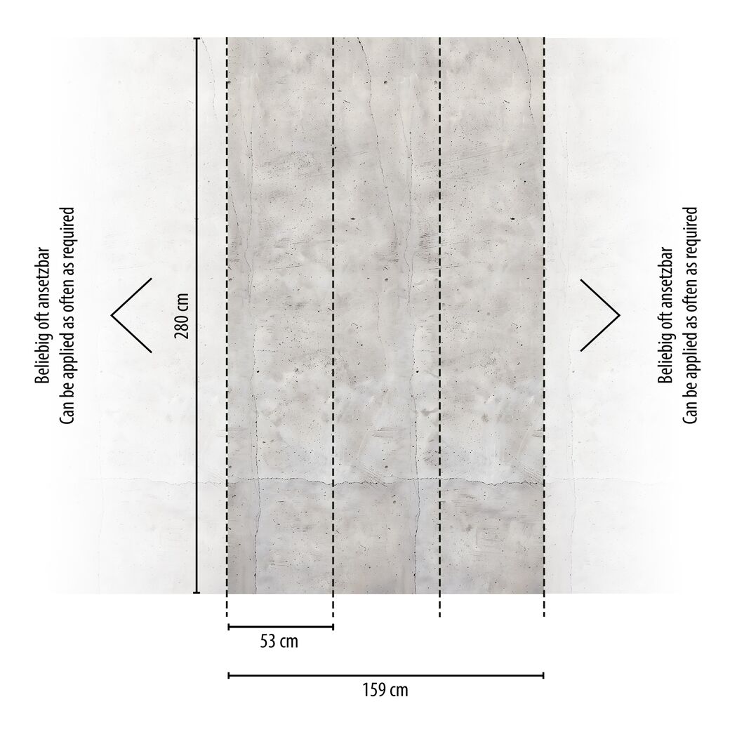 Vliestapete 'CosmoLiving by Cosmopolitan' Concrete Betonwand grau 3-teilig 1,59 x 2,8 m