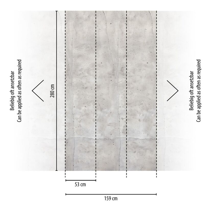 Vliestapete 'CosmoLiving by Cosmopolitan' Concrete Betonwand grau 3-teilig 1,59 x 2,8 m