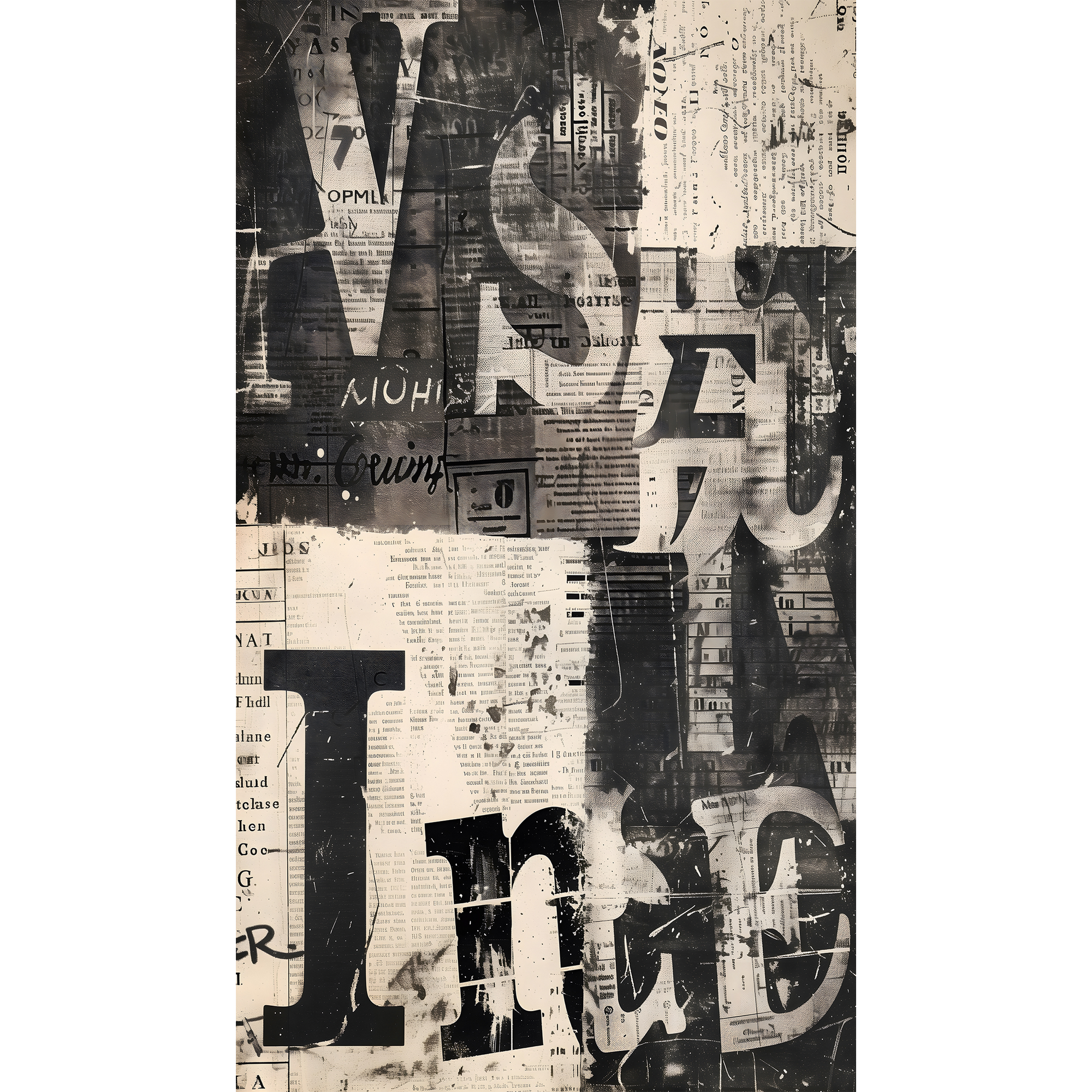 Vliestapete 'CosmoLiving by Cosmopolitan' Newspaper beige/schwarz 3-teilig 1,59 x 2,8 m