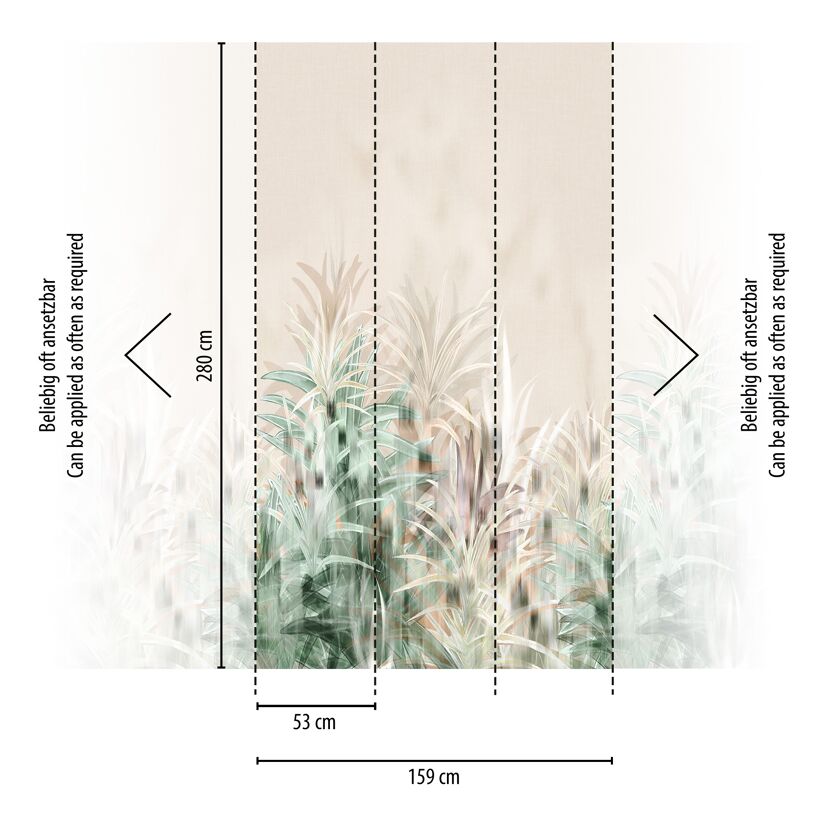 Vliestapete 'CosmoLiving by Cosmopolitan' Brookfield Place Dschungelgräser grün 3-teilig 1,59 x 2,8 m