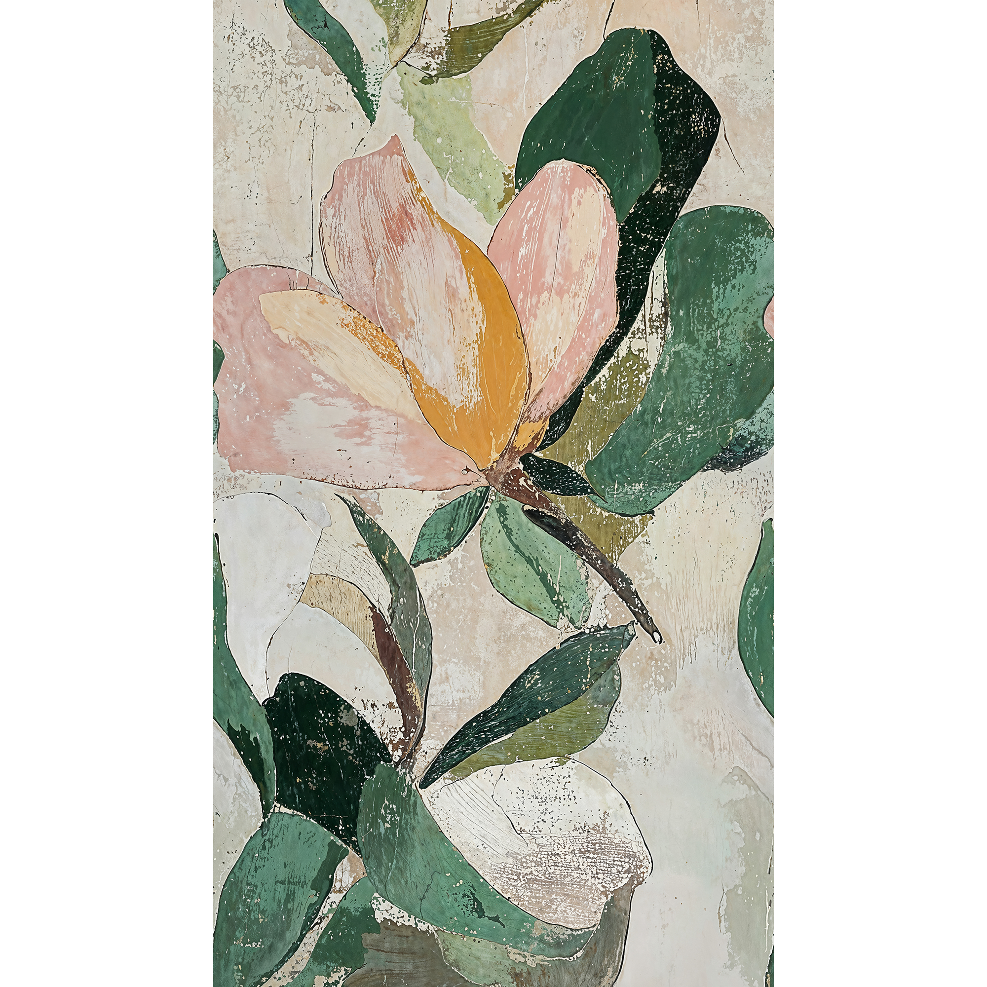 Vliestapete 'CosmoLiving by Cosmopolitan' Lush Blossom Blüte grün/rosa 3-teilig 1,59 x 2,8 m