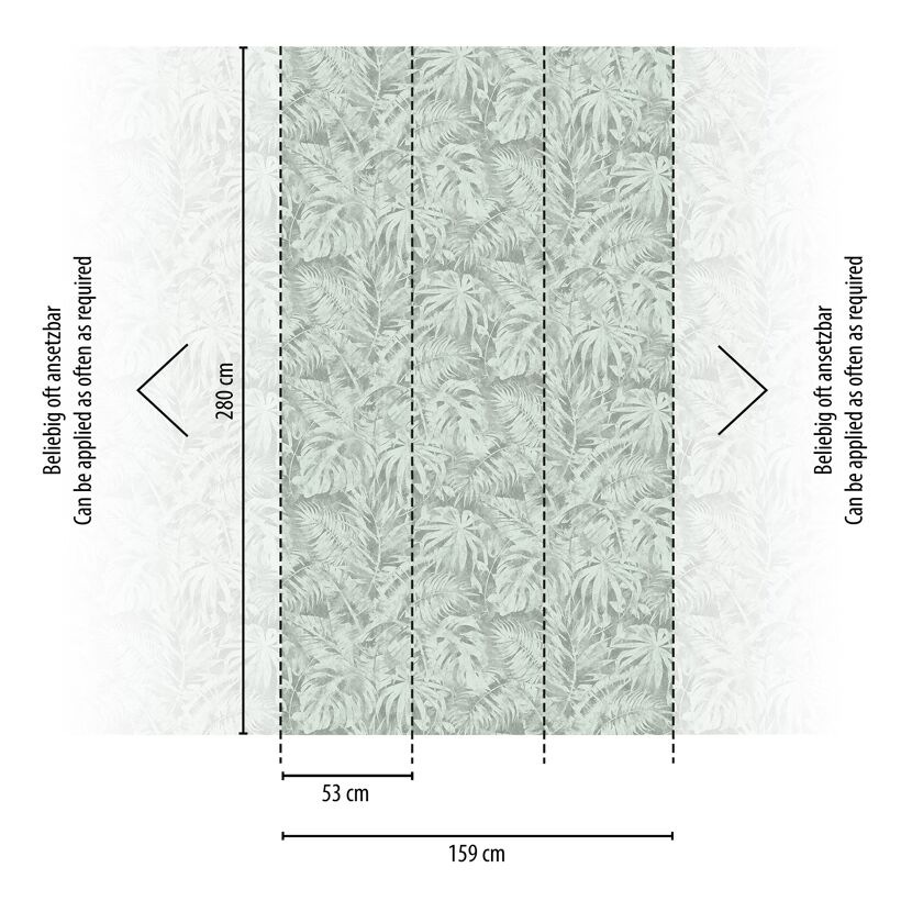Vliestapete 'CosmoLiving by Cosmopolitan' Palma Green Palmenblätter grün 3-teilig 1,59 x 2,8 m