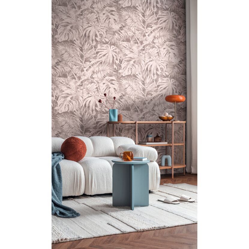 Vliestapete 'CosmoLiving by Cosmopolitan' Palma Pink Palmenblätter rosa 3-teilig 1,59 x 2,8 m