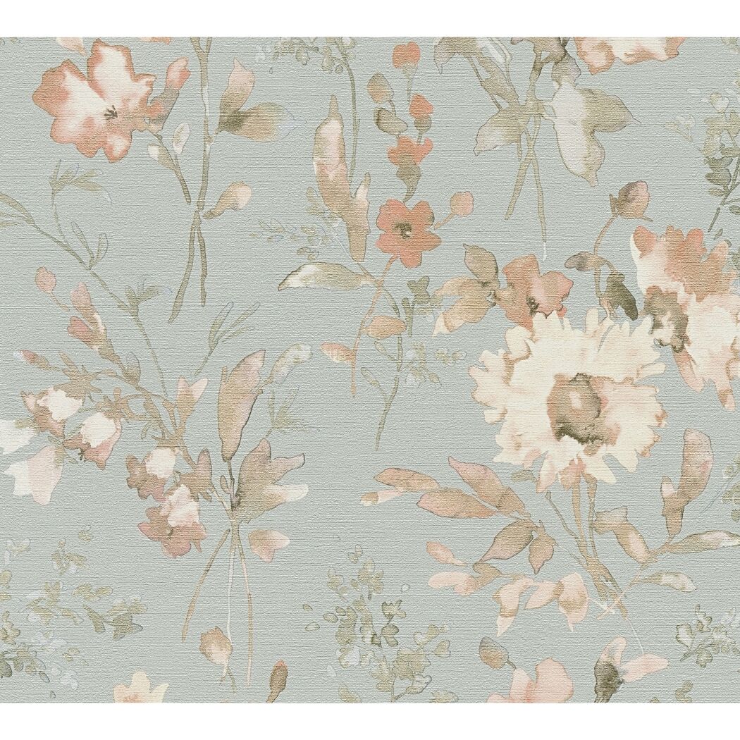 Vliestapete 'CosmoLiving by Cosmopolitan' Blüten hellblau 10,05 x 0,53 m