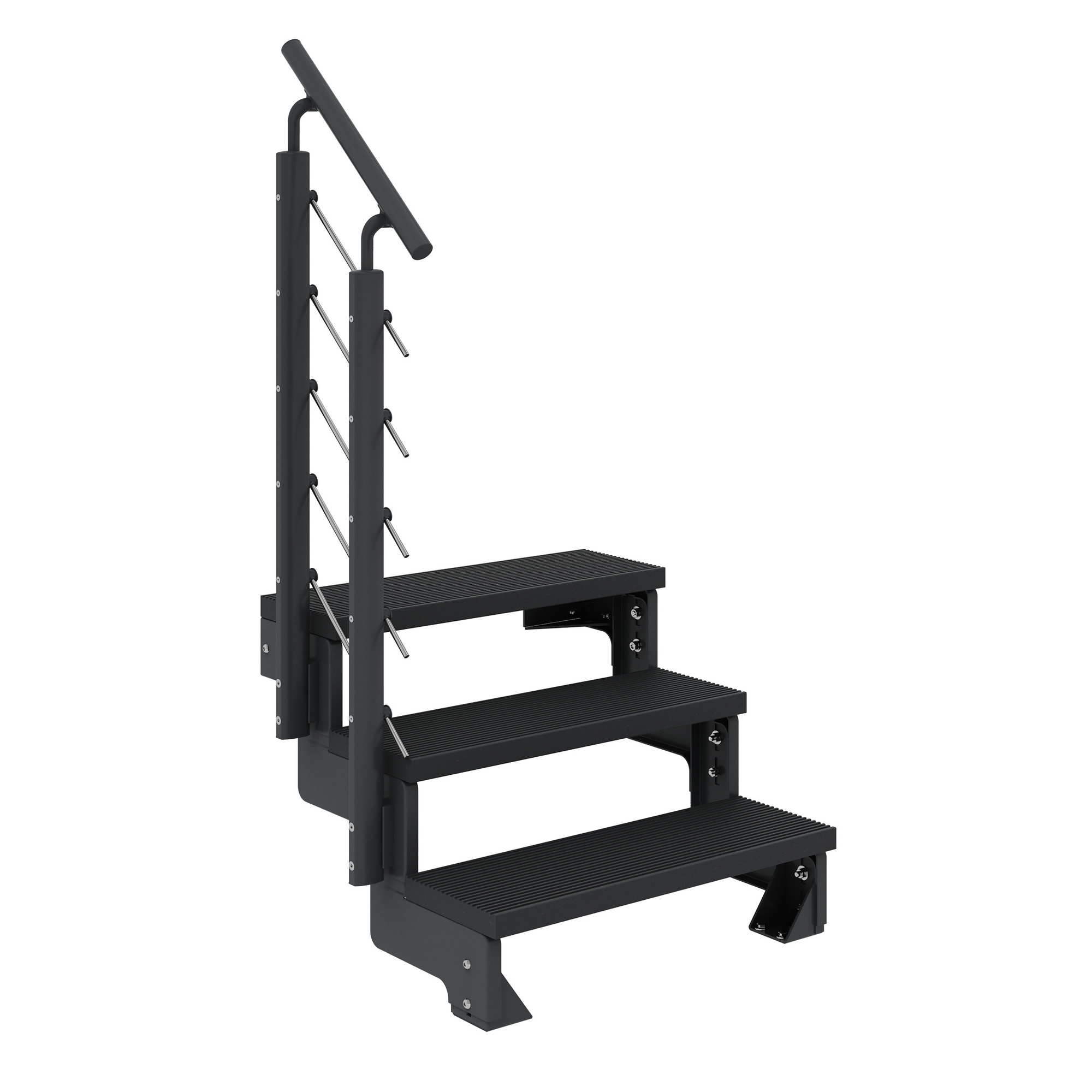 Außentreppe 'Gardentop' anthrazit 3 Stufen 80 cm mit Geländer