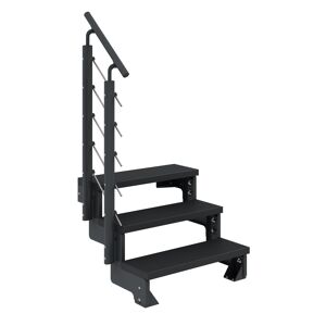 Außentreppe 'Gardentop' anthrazit 3 Stufen 80 cm mit Geländer