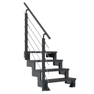 Außentreppe 'Gardentop' anthrazit 4 Stufen 80 cm mit Geländer