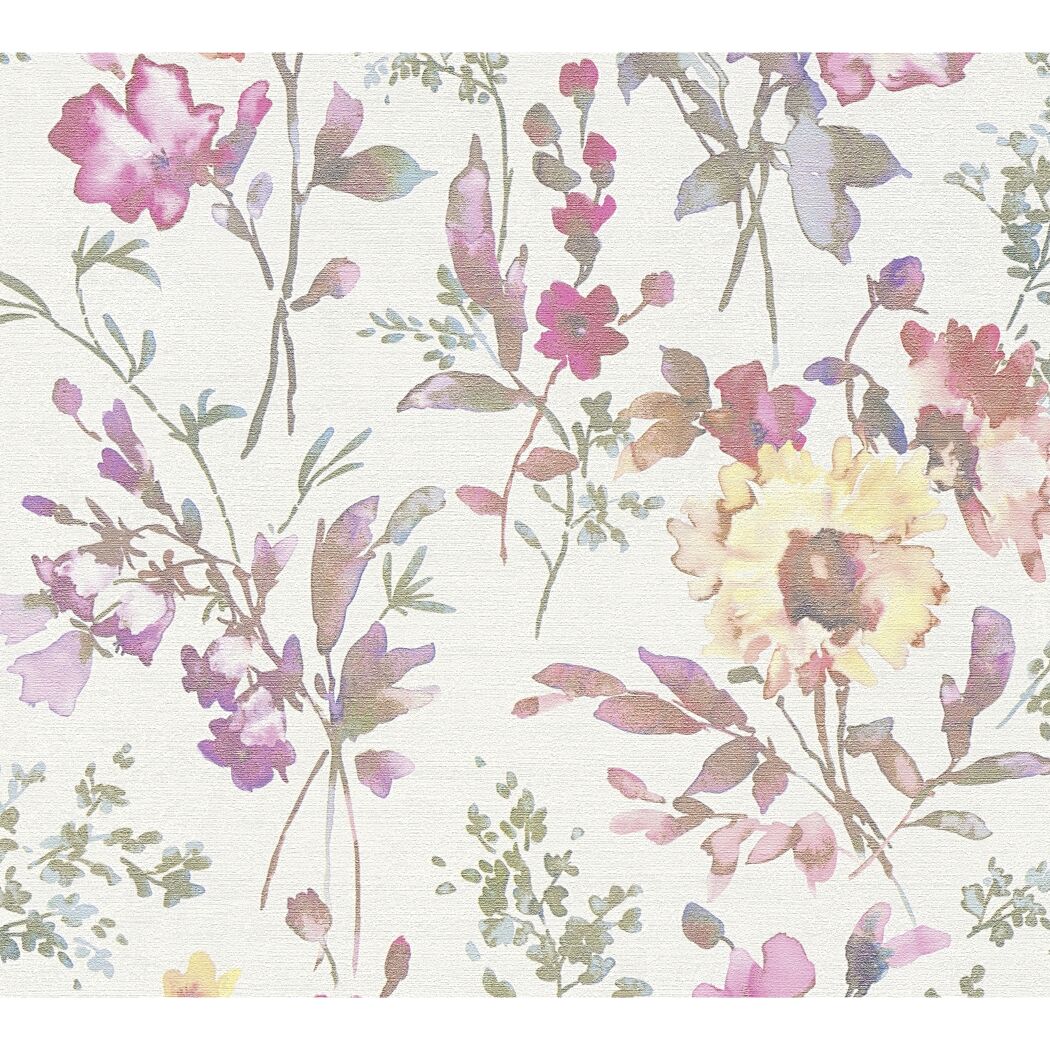 Vliestapete 'CosmoLiving by Cosmopolitan' Blüten weiß 10,05 x 0,53 m