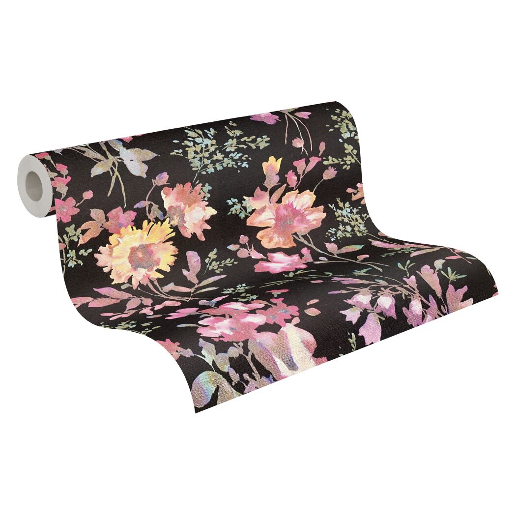 Vliestapete 'CosmoLiving by Cosmopolitan' Blüten schwarz 10,05 x 0,53 m