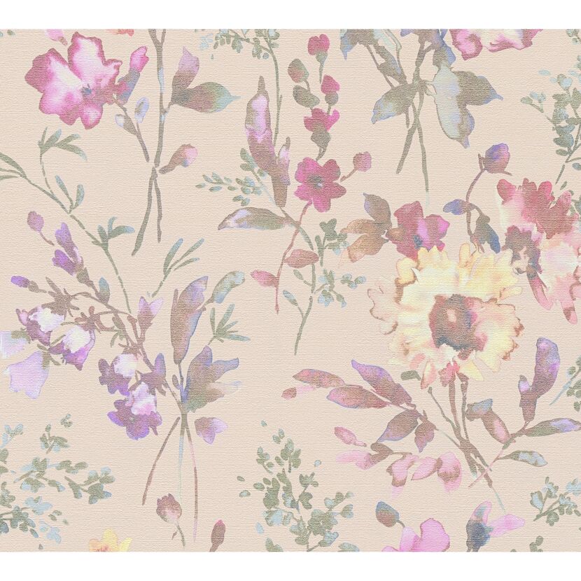 Vliestapete 'CosmoLiving by Cosmopolitan' Blüten rosa 10,05 x 0,53 m