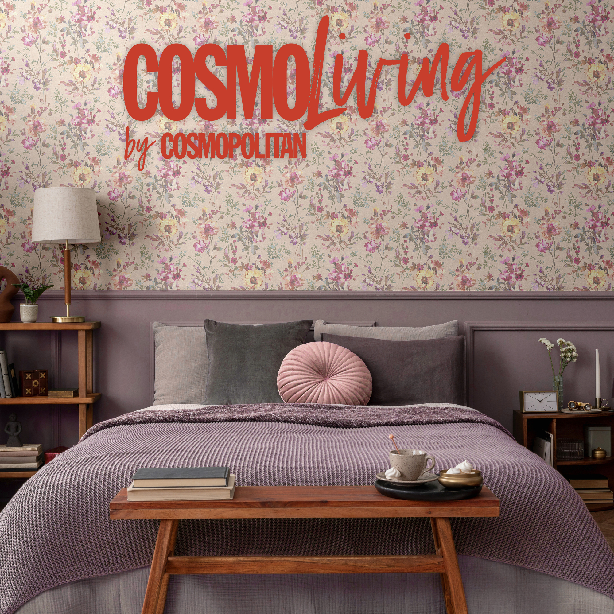 Vliestapete 'CosmoLiving by Cosmopolitan' Blüten rosa 10,05 x 0,53 m
