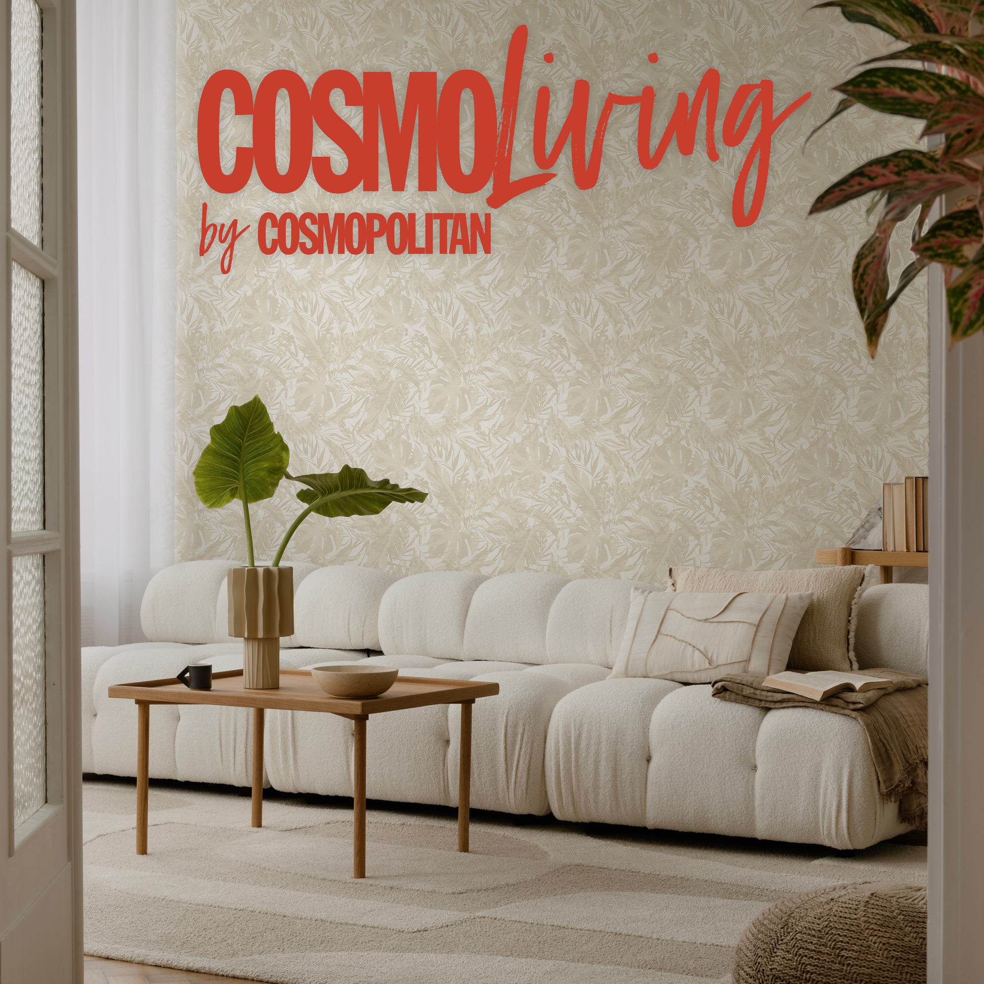 Vliestapete 'CosmoLiving by Cosmopolitan' Dschungel weiß/beige 10,05 x 0,53 m