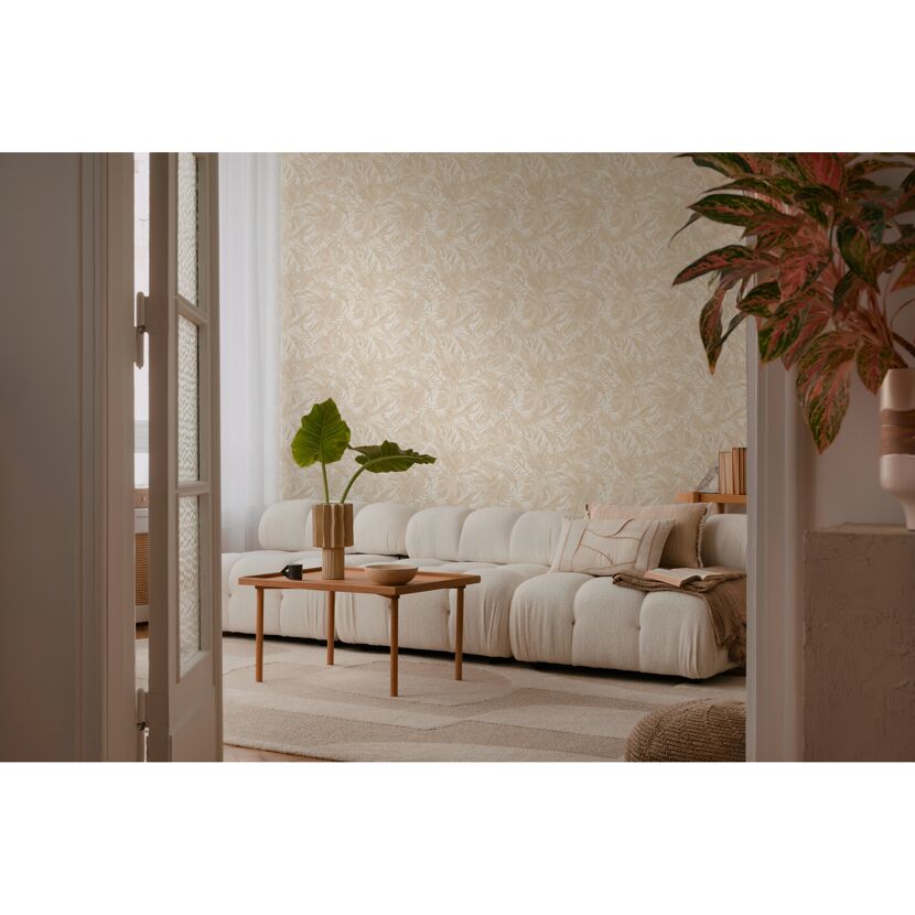 Vliestapete 'CosmoLiving by Cosmopolitan' Dschungel weiß/beige 10,05 x 0,53 m
