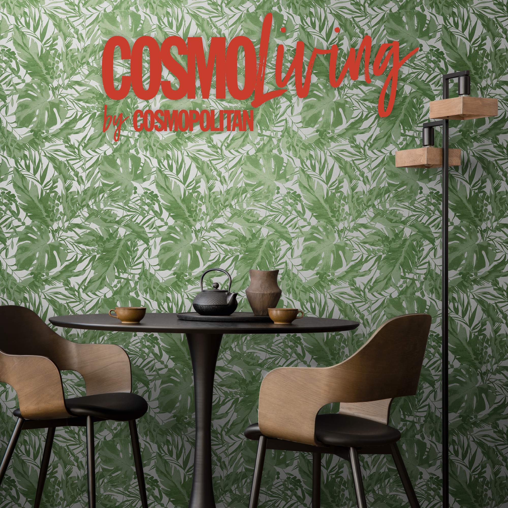 Vliestapete 'CosmoLiving by Cosmopolitan' Dschungel weiß/grün 10,05 x 0,53 m