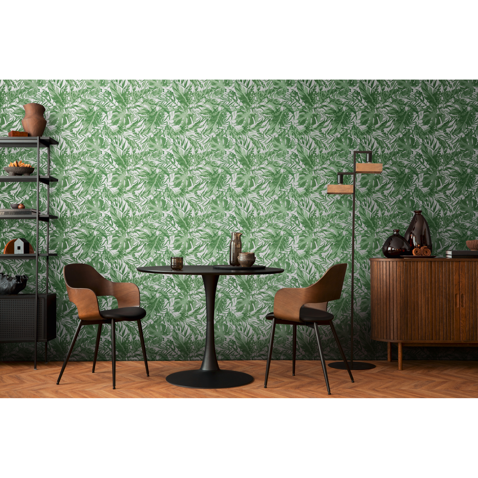 Vliestapete 'CosmoLiving by Cosmopolitan' Dschungel weiß/grün 10,05 x 0,53 m