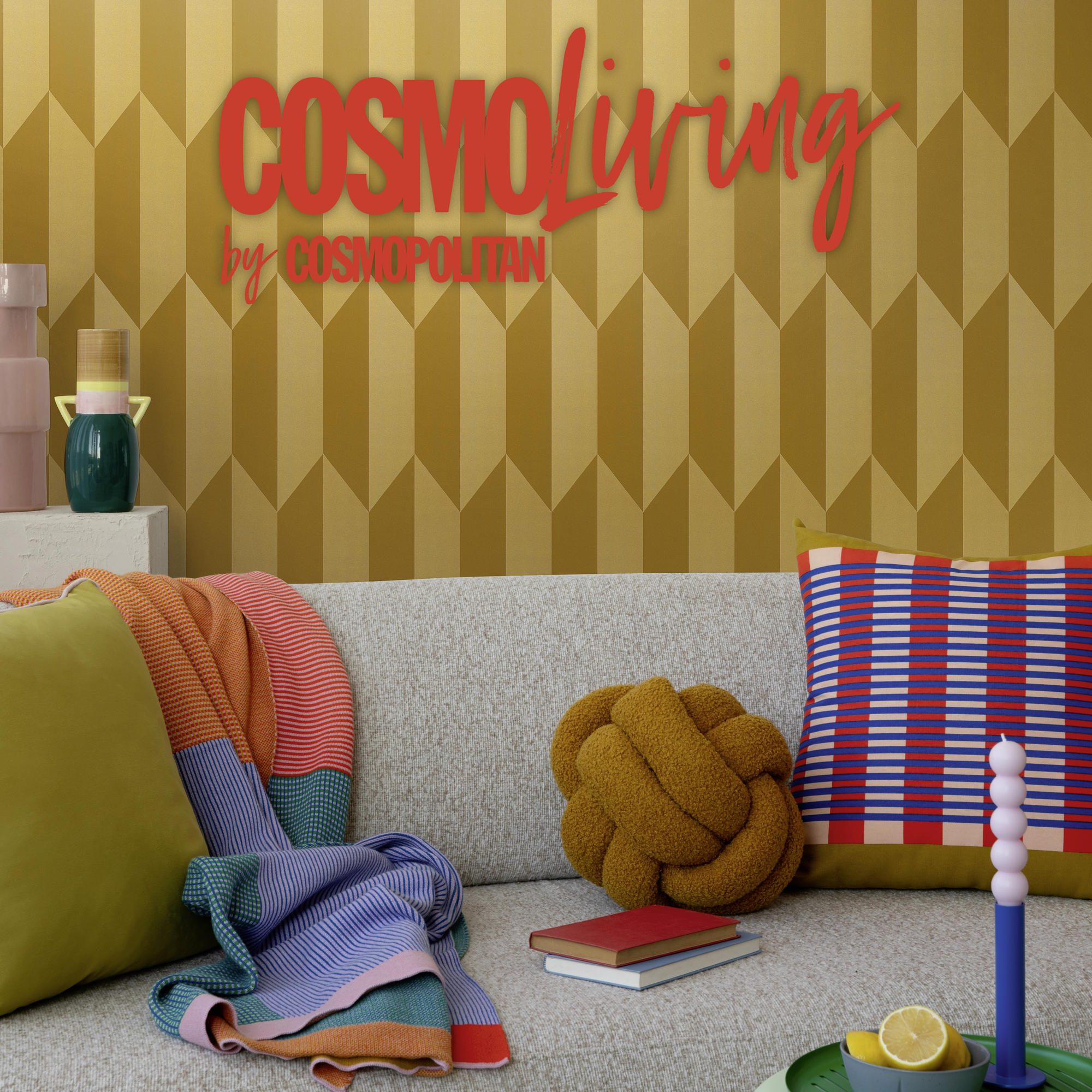 Vliestapete 'CosmoLiving by Cosmopolitan' Grafik Raute gold 10,05 x 0,53 m