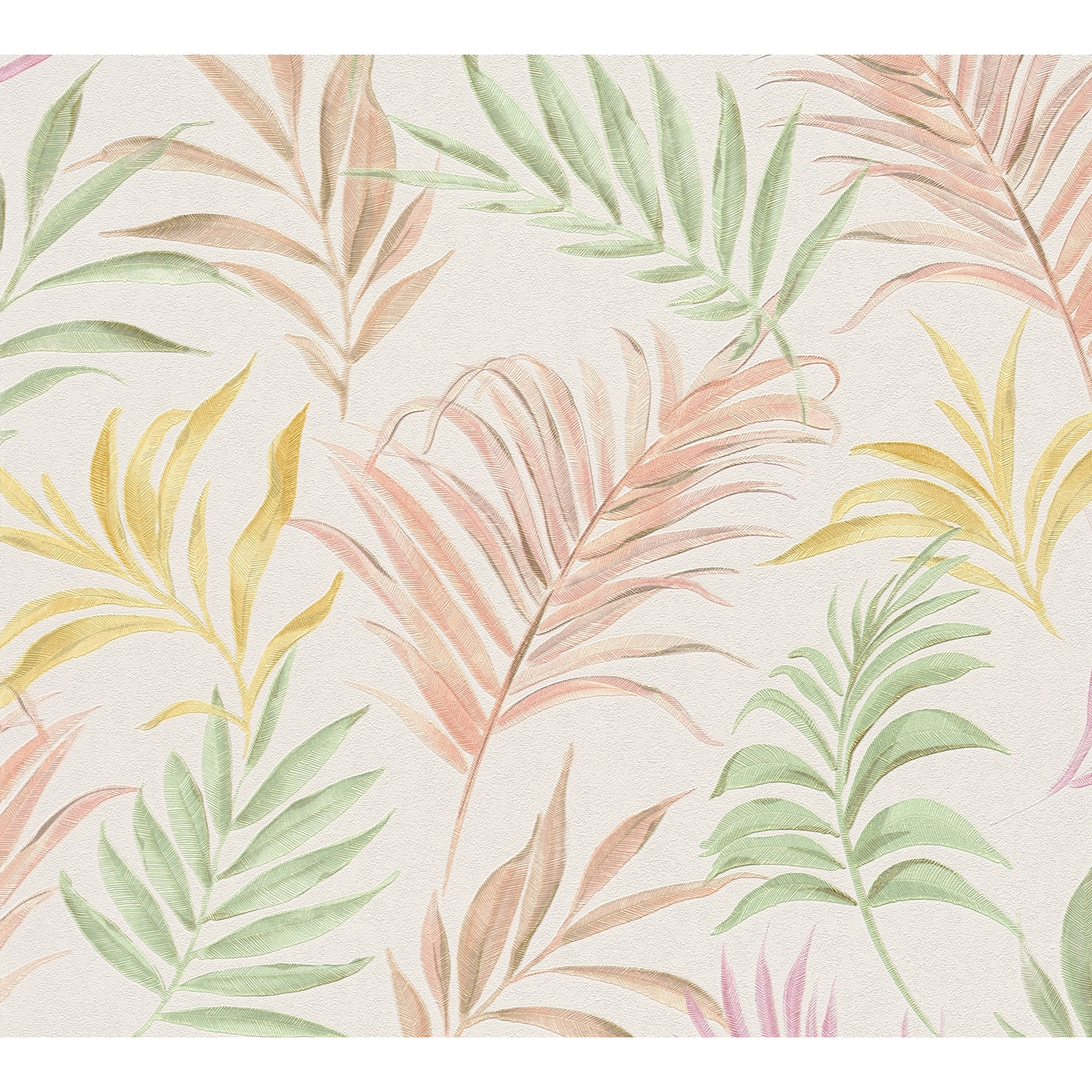 Vliestapete 'CosmoLiving by Cosmopolitan' Palmenblätter weiß/bunt 10,05 x 0,53 m