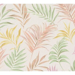 Vliestapete 'CosmoLiving by Cosmopolitan' Palmenblätter weiß/bunt 10,05 x 0,53 m