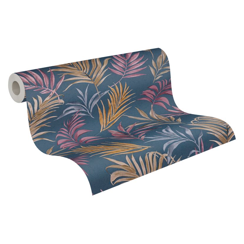 Vliestapete 'CosmoLiving by Cosmopolitan' Palmenblätter blau 10,05 x 0,53 m