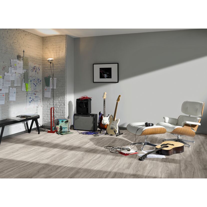 Designboden 'Basic 5.3' Eiche pastellgrau 5,3 mm